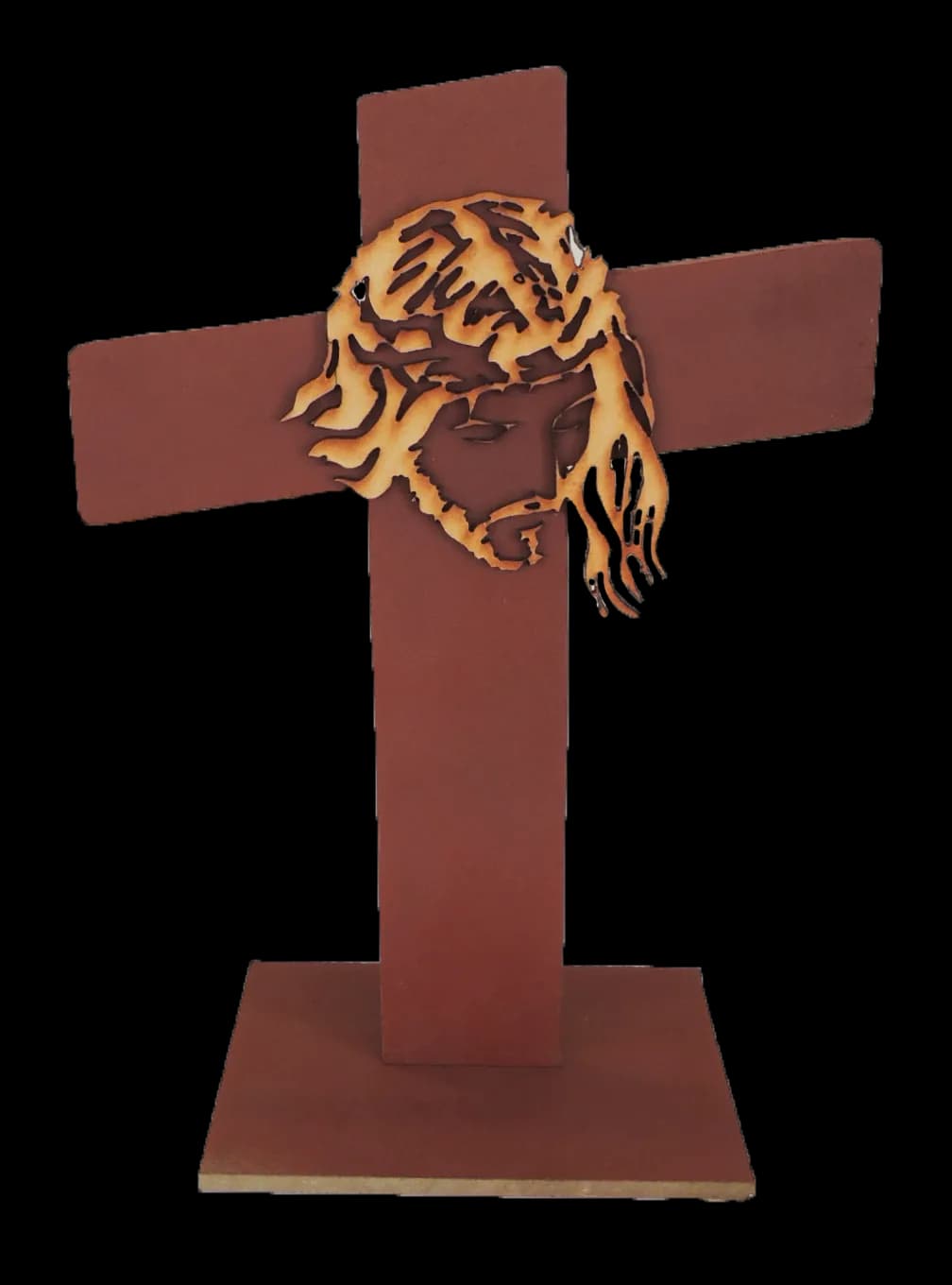 Cruz Decorativa Rostro de Jesús con Base